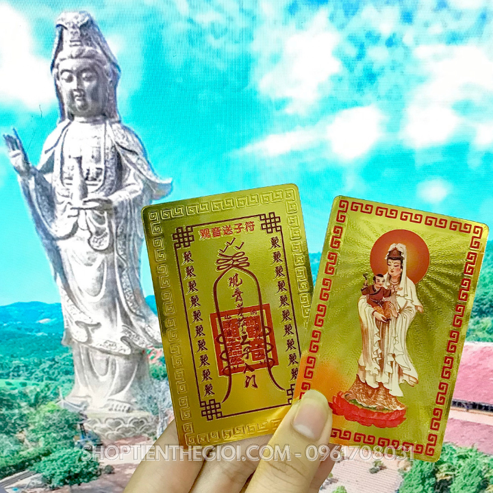 Thẻ Kim Bài Bồ Tát Quan Âm và Thiện Tài Đồng Tử